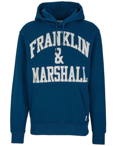 Franklin & Marshall Hoodie Maxi Print aus reiner Baumwolle - Blau