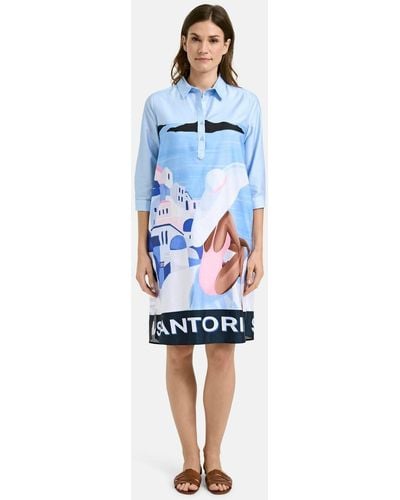 Milano Italy Sommerkleid DRESS W COLLAR, HALF PLACKET, 3/4 S - Blau