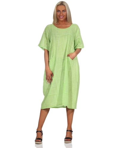 Mississhop Sommerkleid Baumwollkleid 100 % Baumwolle Casual Shirtkleid Strandkleid M.377 - Grün