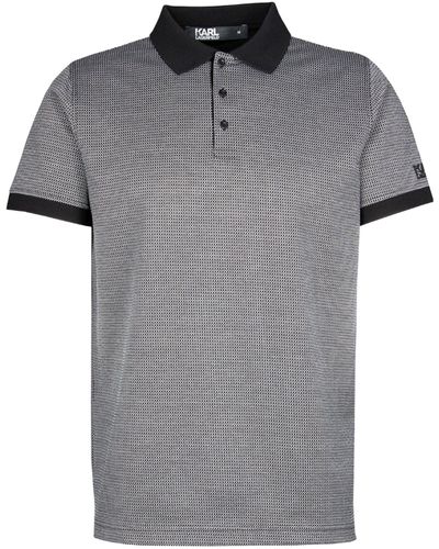 Karl Lagerfeld Poloshirt mit Allover-Muster (1-tlg) - Grau