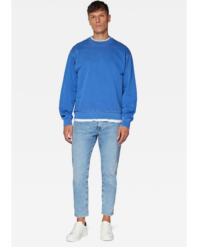 Mavi Rundhalspullover Sweatshirt mit Wascheffekt - Blau