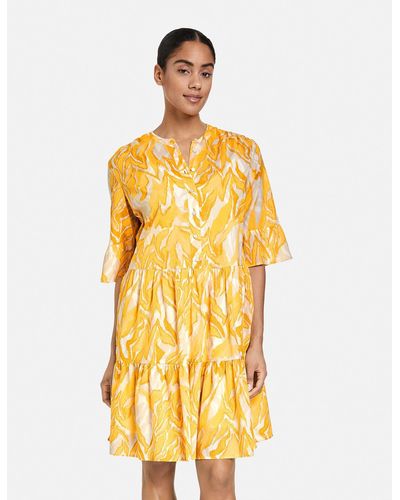 Taifun Minikleid Kurzes A-Linien-Kleid mit Print - Gelb