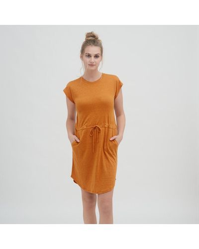 Living Crafts Sommerkleid OTTILIA Luftig-leichter Single-Jersey aus reinem Leinen - Orange