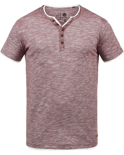 Solid Rundhalsshirt SDDigos T-Shirt mit Knopfleiste - Pink