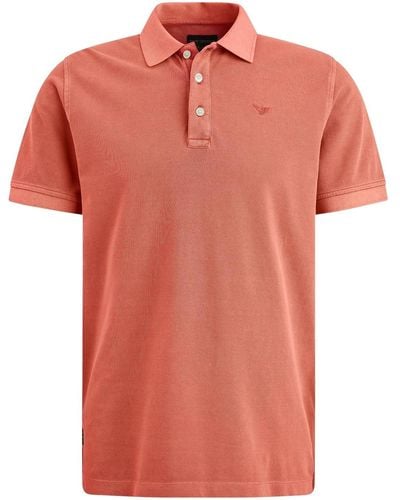 PME LEGEND T-Shirt Short sleeve polo Pique garment dy, Hot Coral - Orange