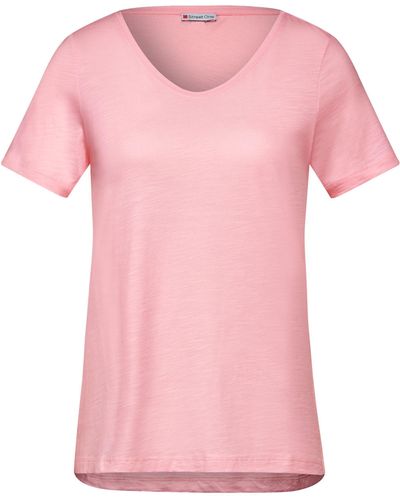 Street One Basic T-Shirt - Kurzarmshirt einfarbig - Pink