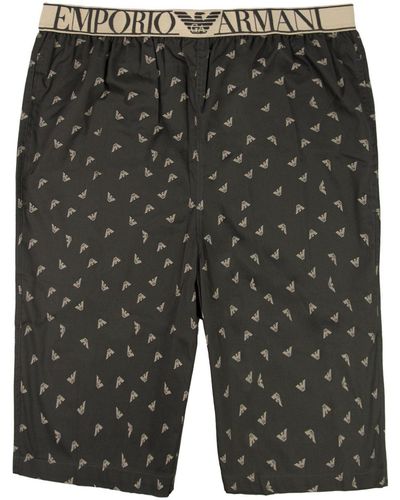 Emporio Armani Pyjamashorts Loungewear Bermuda mit platziertem Markenschriftzug am Bund - Grau