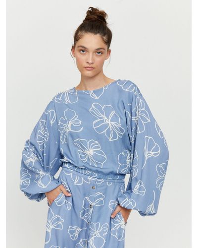 Mazine Langarmbluse Lumi Printed -bluse langarm-shirt long-sleeve - Blau