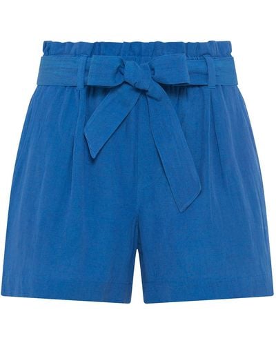 Lascana Shorts (mit Bindegürtel) im Paperbag-Stil aus Leinenmix - Blau