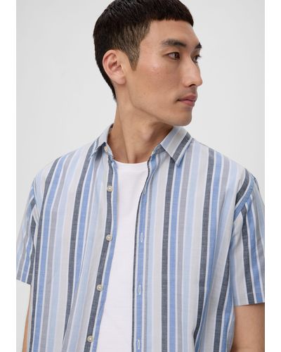 S.oliver Kurzarmhemd Kurzes Hemd aus reiner Baumwolle - Blau
