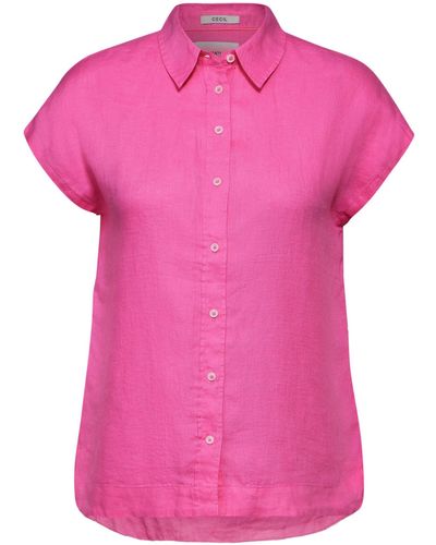 Cecil Klassische Bluse LINEN _Solid Blouse - Pink