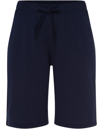 Hanro Schlafshorts Natural Wear Schlaf-shorts sleepwear schlafmode - Blau