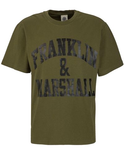 Franklin & Marshall T-Shirt mit gummierten Logoprint aus reiner Baumwolle - Grün