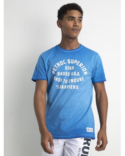 Petrol Industries T-Shirt Classic Print mit Rundhalsausschnitt - Blau