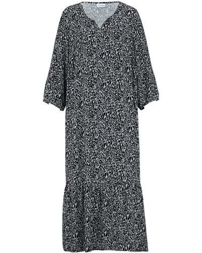 MIAMODA Sommerkleid Kleid Alloverdruck 3/4-Ärmel - Grau