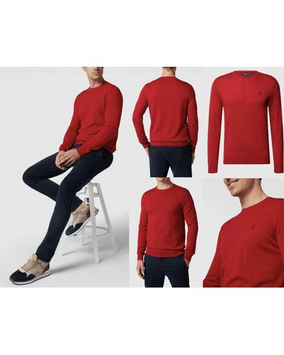 Ralph Lauren Strickpullover POLO Wool Pullover Sweater Sweatshirt Strick-Pulli Jumper - Rot