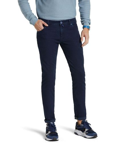 Meyer Fit-Jeans M5 Slim mit Kontrastnähten - Blau