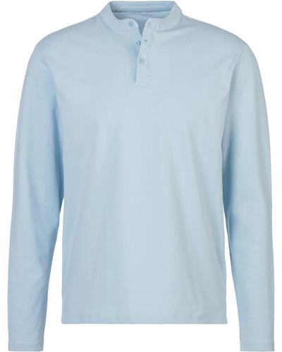 John Devin Poloshirt mit kleinem Stehkragen, Knopfleiste, Regular Fit, aus reiner Baumwolle - Blau