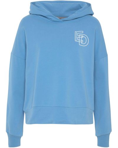 Elbsand Kapuzensweatshirt mit großem Logodruck auf dem Rücken, bequemer Hoodie aus Baumwolle - Blau
