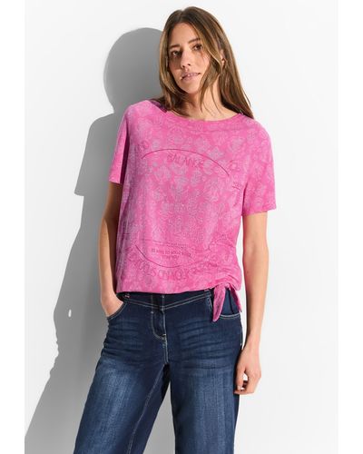 Cecil T-Shirt mit U-Boot-Ausschnitt - Pink