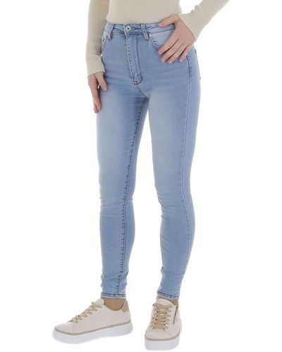 Ital-Design Skinny-fit- Freizeit (86746105) Used-Look Stretch High Waist Jeans in Hellblau