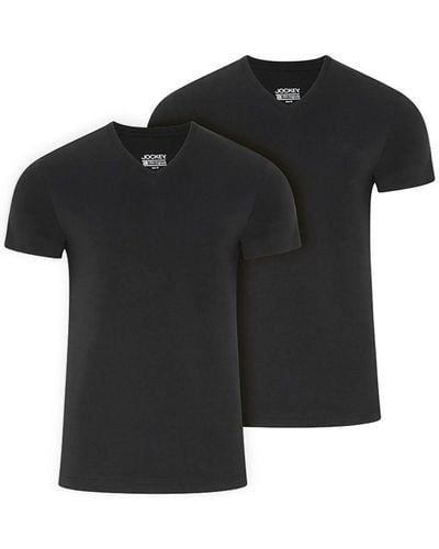 Jockey V- American T-Shirt (2er Pack) lockere Passform - Schwarz