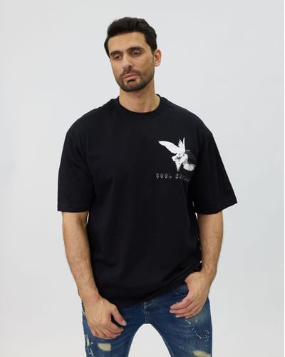 DENIM HOUSE Ässiges Oversized T-Shirt mit besonderem Digitalprint Schwarz L