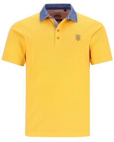 Hajo Merzerisiertes Piqué-Poloshirt mit Denimkragen - Gelb