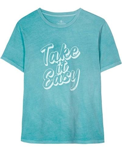 Herrlicher Print- Camber Neon Garment Dyed Statement Shirt, 100% Baumwolle - Blau