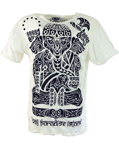 Guru-Shop Sure T-Shirt Ganesha - weiß Goa Style, Festival, alternative Bekleidung