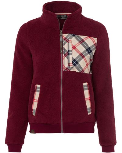 Ragwear Sweatjacke IMOLLA Fleece im Karo Trend Design - Rot