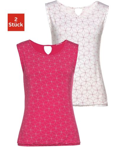 Lascana Shirttop (2er-Pack) mit kleinem Cut-Out im Nacken - Pink