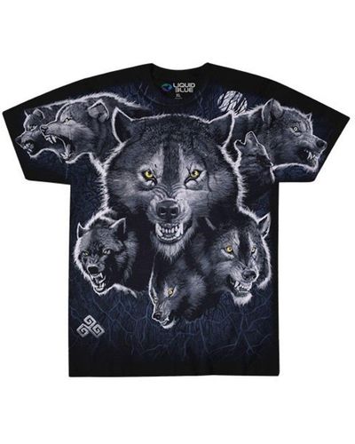LIQUID BLUE T-Shirt Wolf Pack - Blau