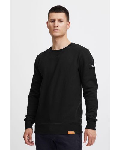 Solid Sweatshirt SDTrip O-Neck Sweatpullover mit Fleece-Innenseite - Schwarz
