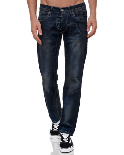 Rusty Neal Straight-Jeans RUBEN 47 in modischer Used-Optik - Blau