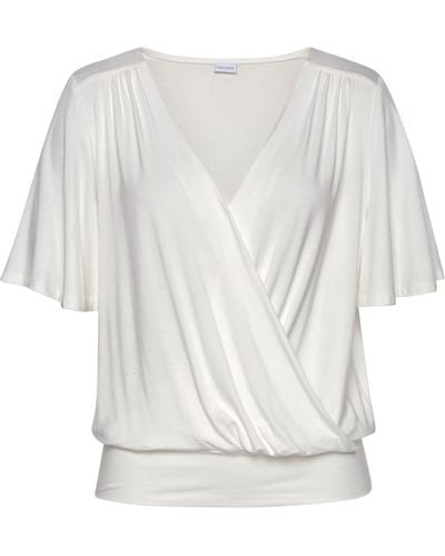 Lascana Wickelshirt mit Druckknopf vorne, Kurzarmshirt, elegant, Business-Look - Weiß