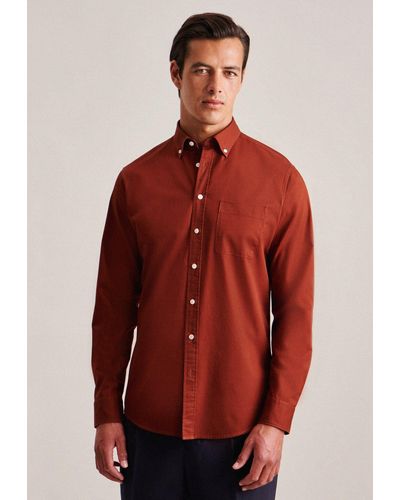 Seidensticker Businesshemd Schwarze Rose Regular Langarm Button-Down-Kragen Uni - Rot