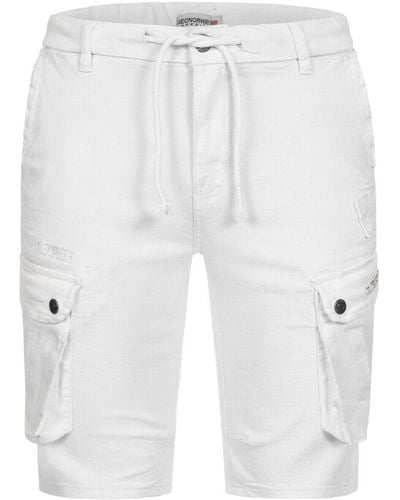 GEOGRAPHICAL NORWAY Cargo Shorts Kurze Hose Short Bermuda Knielang Sommer - Weiß