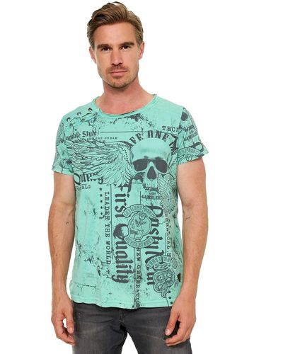 Rusty Neal T-Shirt mit Allover-Print - Grün