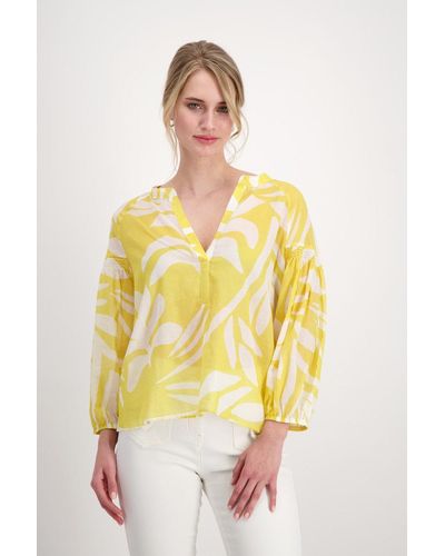 Monari Blusenshirt Bluse, dry lemon gemustert - Gelb