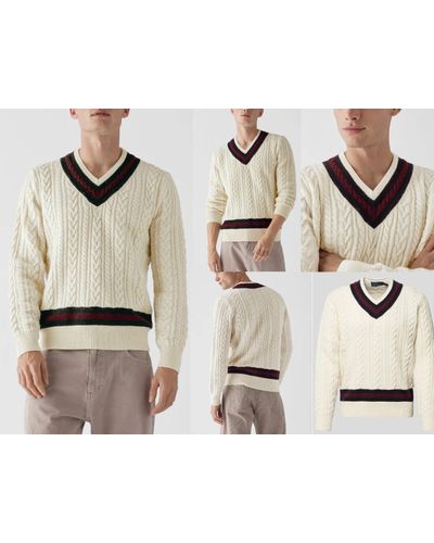 Ralph Lauren Strickpullover POLO Cricket Sweater Zopfstrick Knitwear Pullover Pulli J - Natur