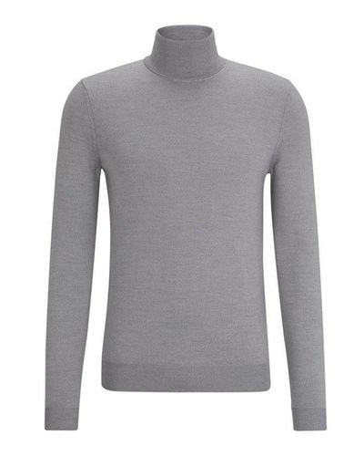 HUGO Sweatshirt silber (1-tlg) - Grau