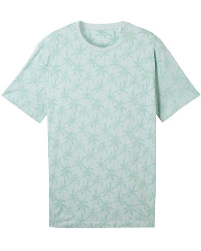 Tom Tailor Kurzarmshirt allover print t-shirt - Blau