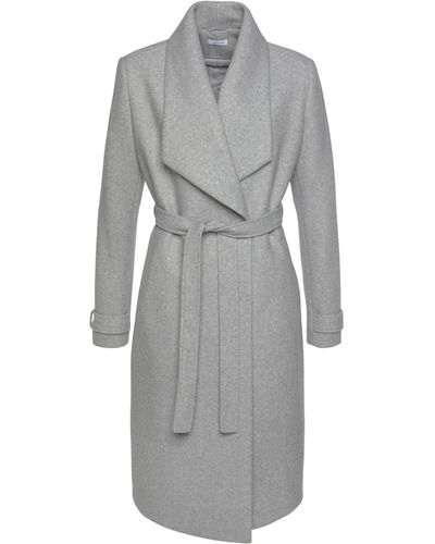 Lascana Langmantel mit Bindegürtel und Taschen, eleganter mantel - Grau