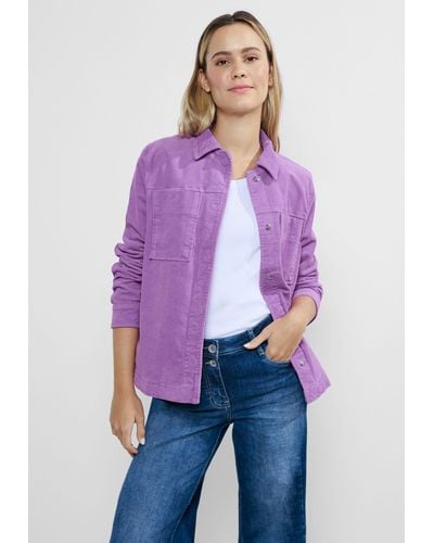Cecil Outdoorjacke Cord Overshirt in Sporty Lilac (1-St) Taschen