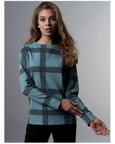 Trigema Sweatshirt Stehkragen Pullover mit Karo-Muster - Grün