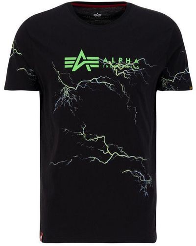 Alpha Industries Shirt Lightning AOP T (1-tlg) - Schwarz