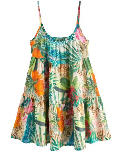 Next Sommerkleid Gestuftes Minikleid für den Sommer (1-tlg) - Grün