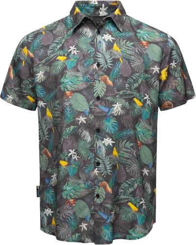 Ragwear Hawaiihemd Omerro Sommerliches Hemd mit hawaiianischem Print - Blau