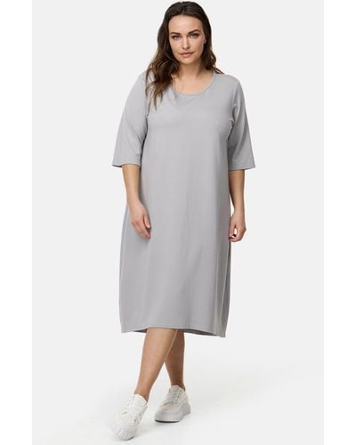 Kekoo Ballonkleid Midi-Kleid 3/4-Ärmel aus weicher Viskose mit Stretch 'Lilia' - Grau